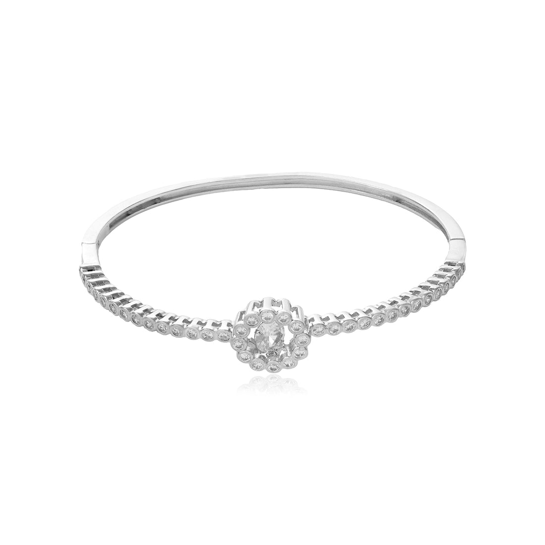 Floral Splendor Crystal Shine 925 Rhodium Plated Kada
