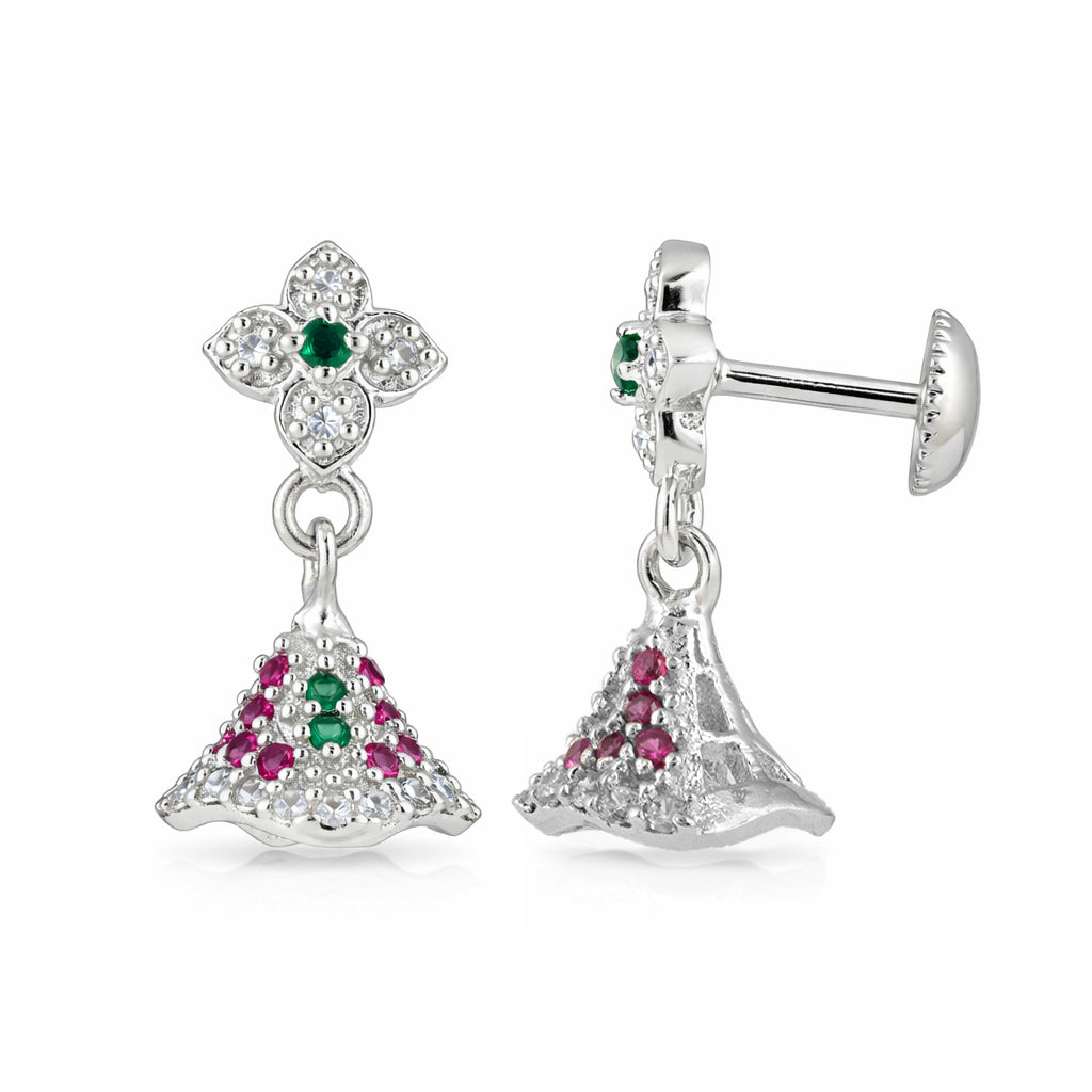 Floral Stud 925 Sterling Silver Jhumka Earrings for Women