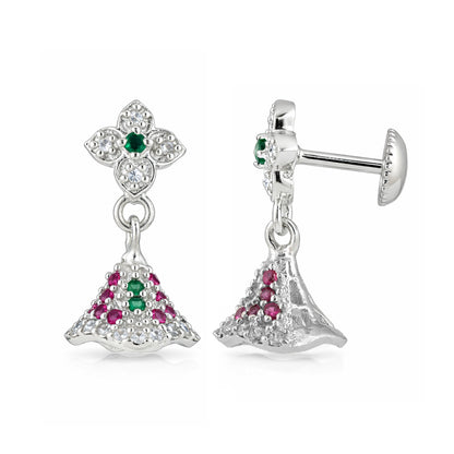 Floral Stud 925 Sterling Silver Jhumka Earrings for Women
