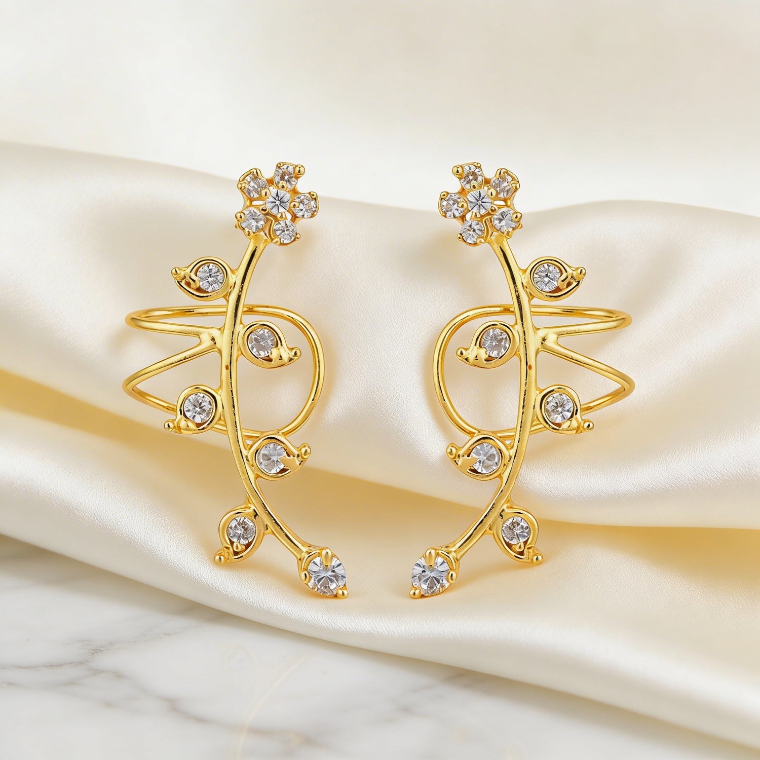 Floral Vine 925 Sterling Silver Statement Earrings for Women