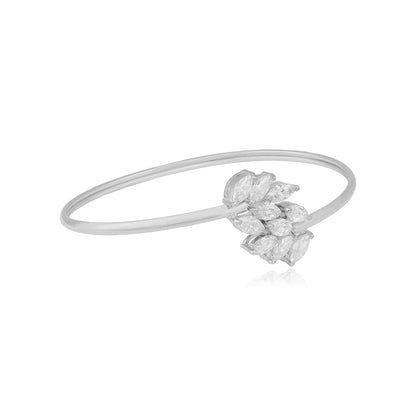 Flourish Leaf Rhodium Plated Adjustable Kada
