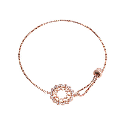 Flourishing Hearts Rose Gold Plated Hammered Chain Bracelets