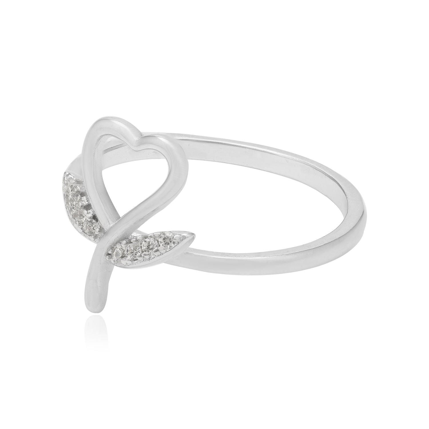 Flourshing Heart Rhodium Leafy Ring