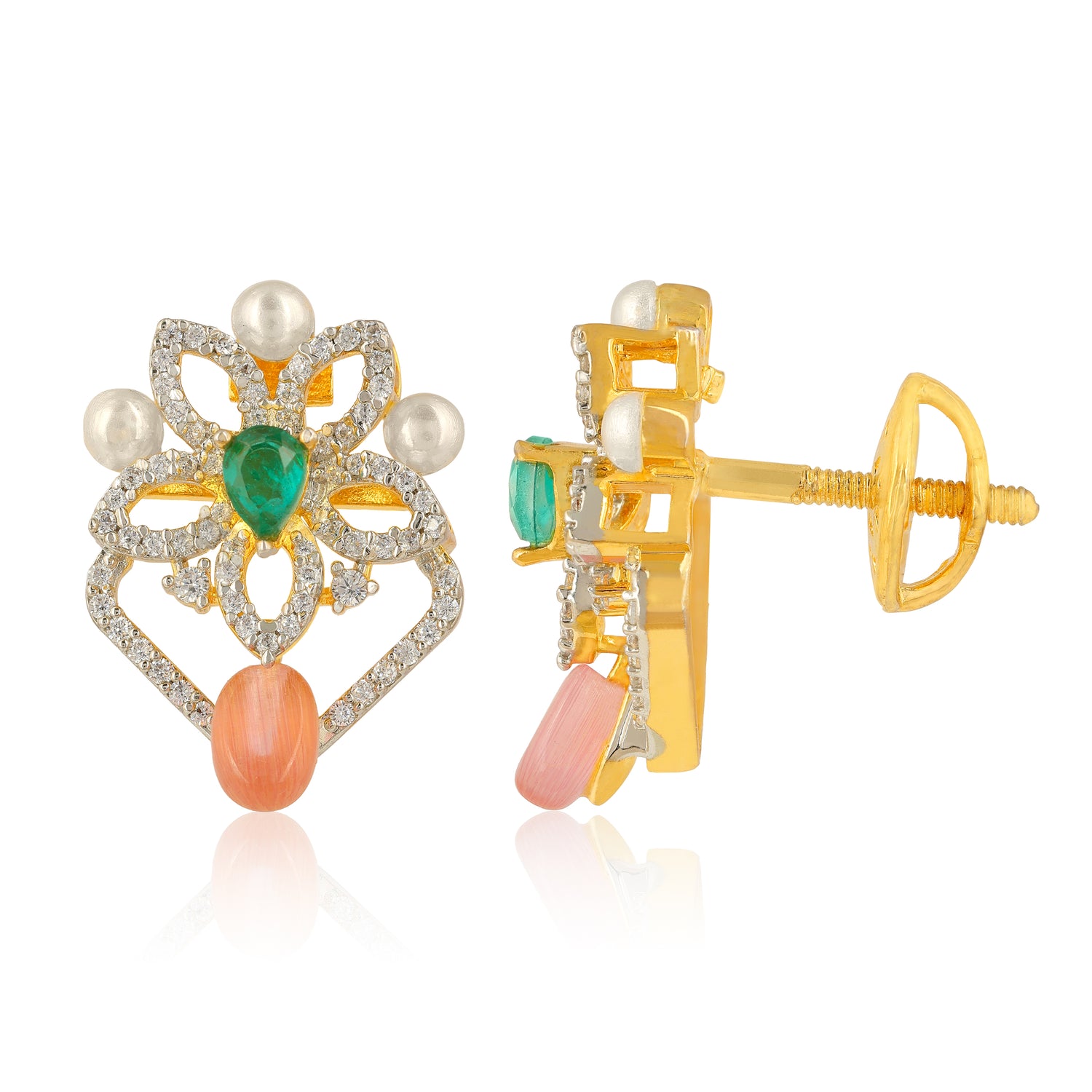 Flower Blossom 925 Silver Orange Drop Earring for Women