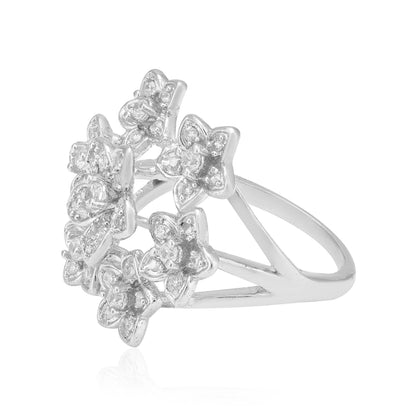 Flowering Beauty Rhodium Plated Ring 
