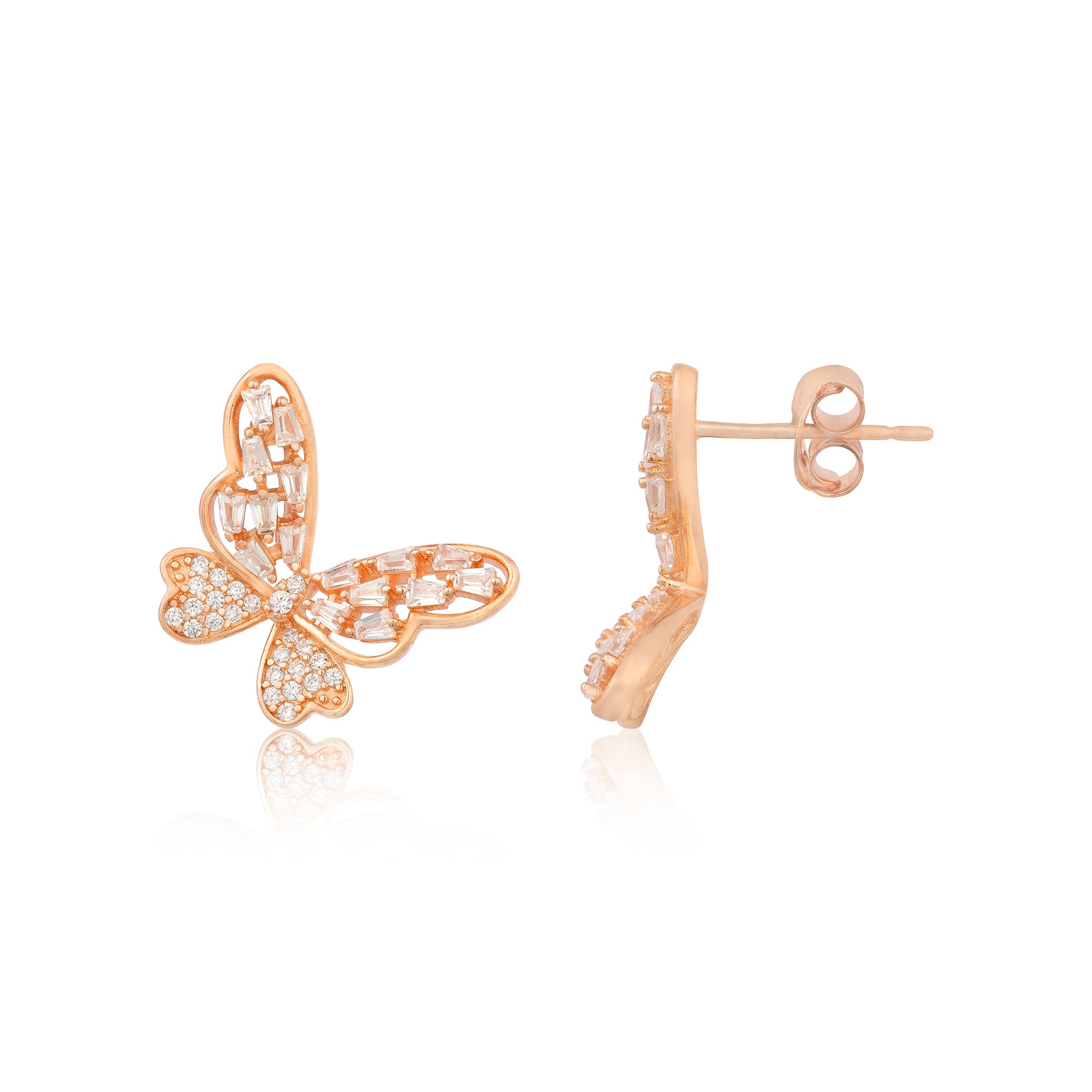 Flutter Elegance Rose Gold-Plated Stering Silver Studs