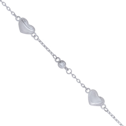 Forever Triple Heart Rhodium 925 Bracelets