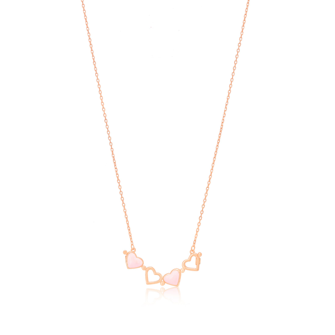 Fourfold Hearts 925 Rose Gold Plated Detachable Chain Pendant