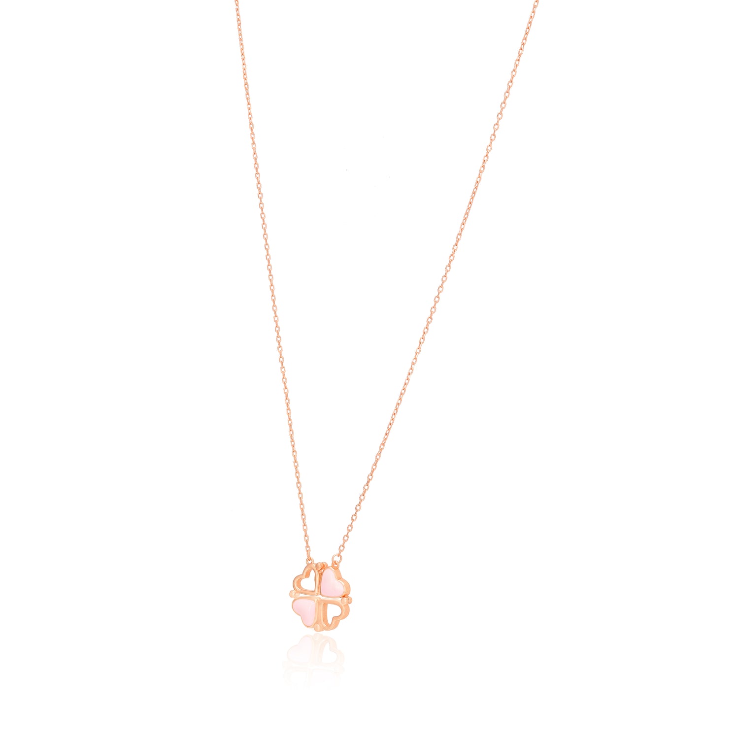 Fourfold Hearts 925 Rose Gold Plated Detachable Chain Pendant