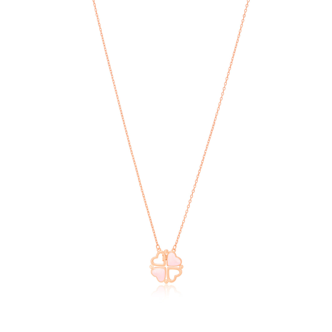 Fourfold Hearts 925 Rose Gold Plated Detachable Chain Pendant
