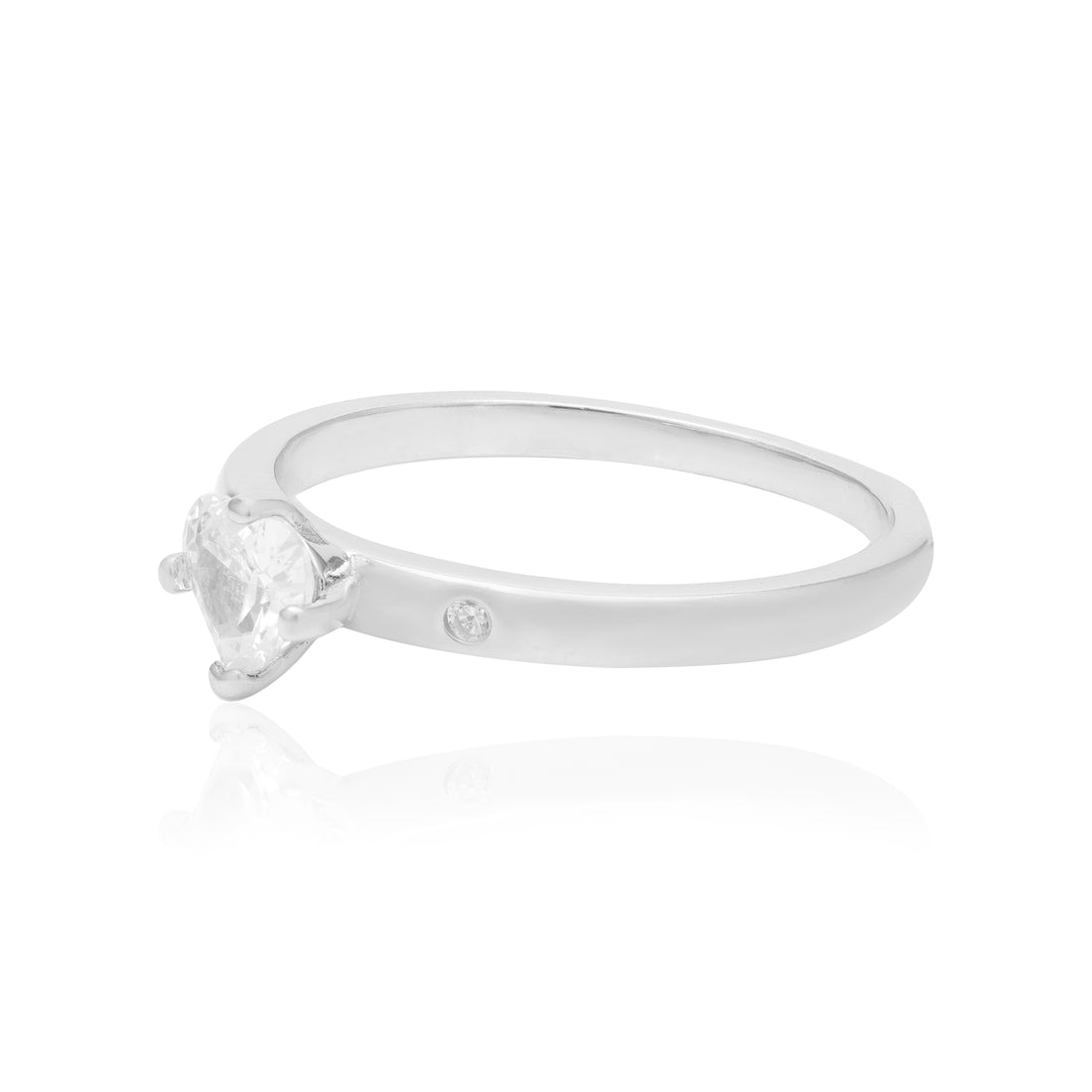 Frozen White Rhodium 925 Heart Ring