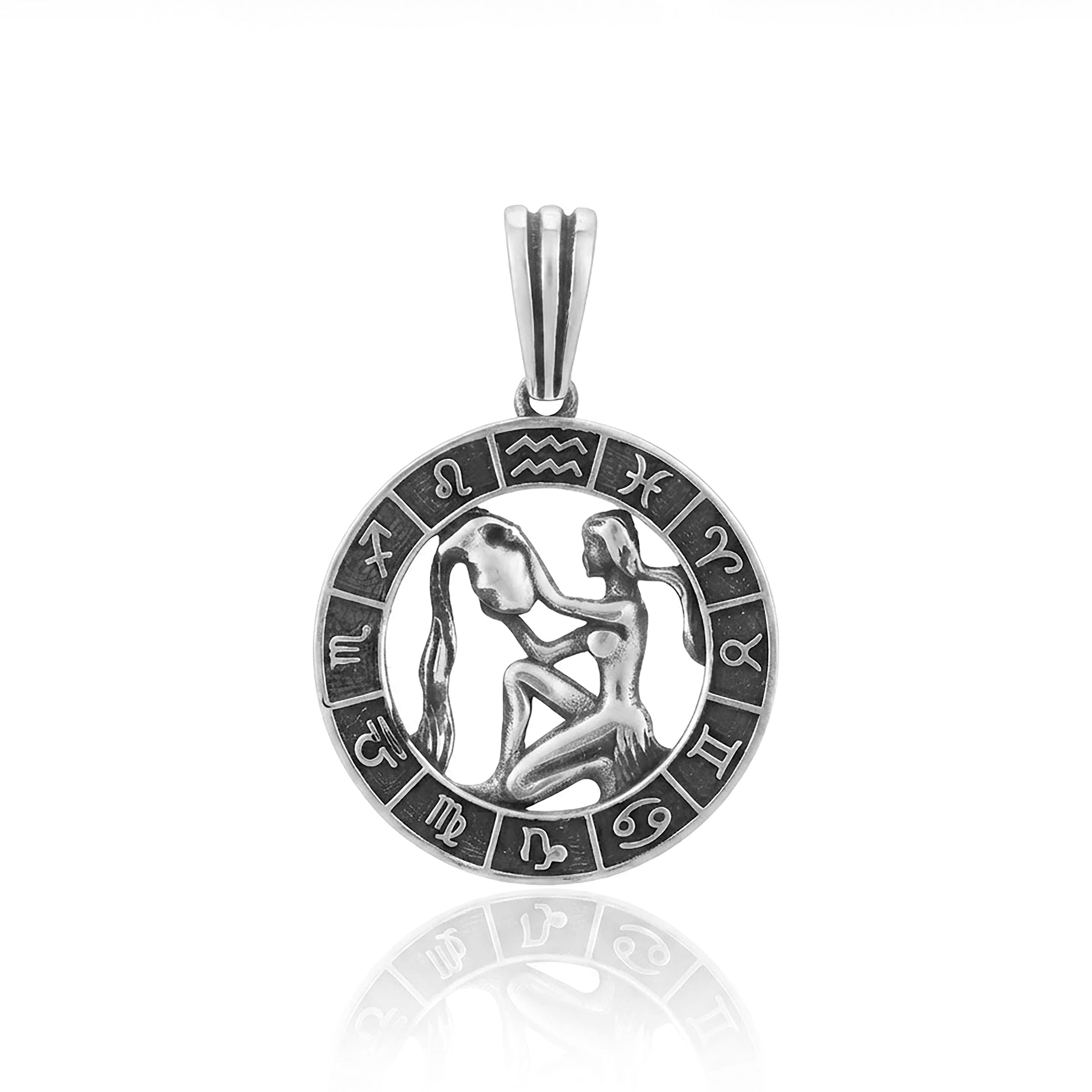 Gemini Zodiac Silver Rakhi Pendant
