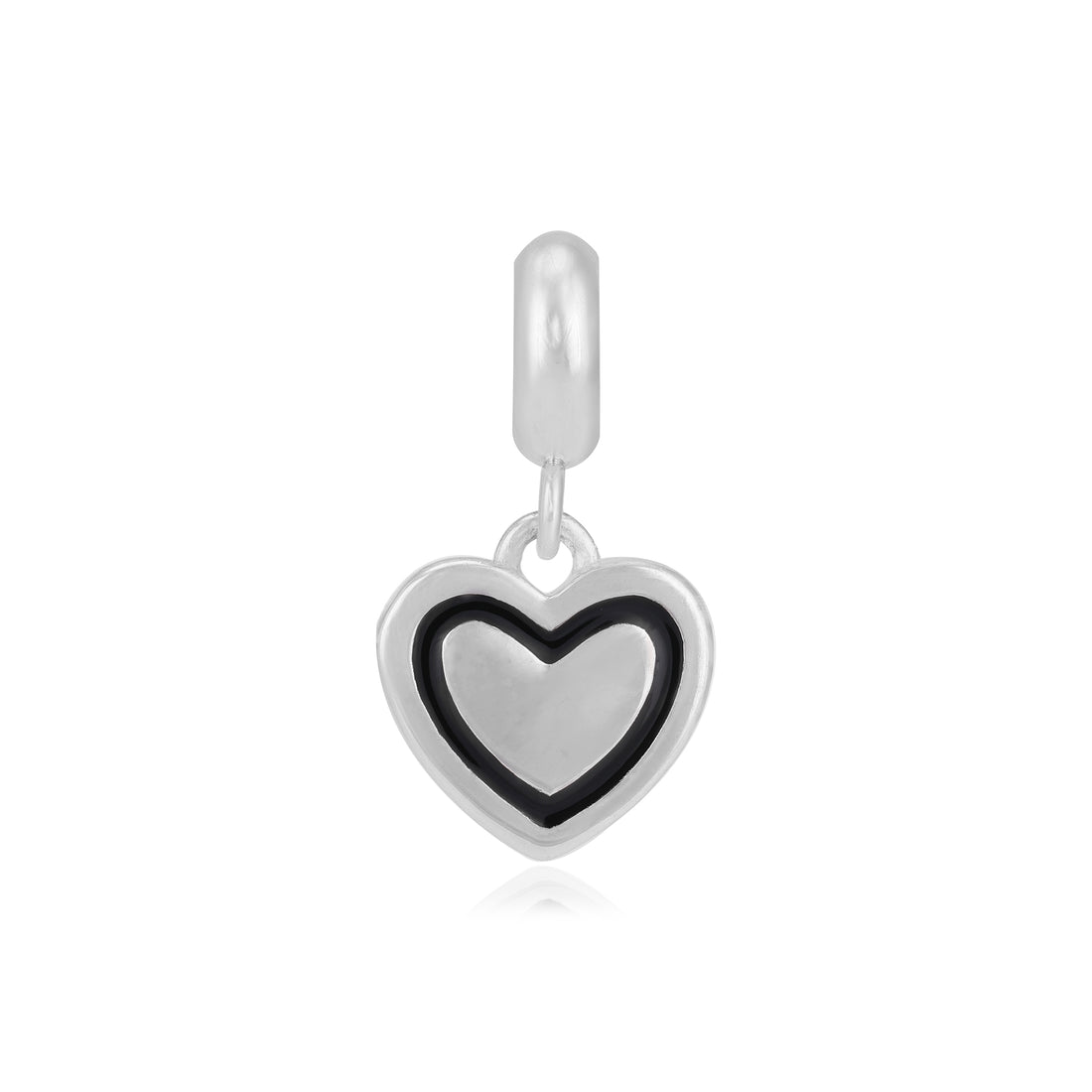 Gentle Heart Rhodium Plated 925 Black Enamel Pendants