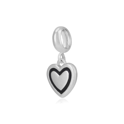 Gentle Heart Rhodium Plated 925 Black Enamel Pendants