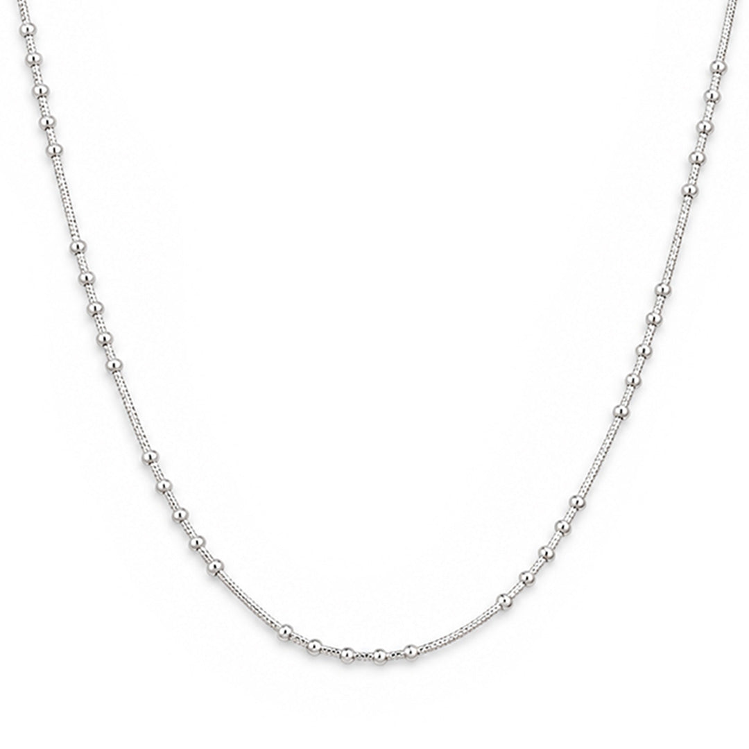 Geometric Bar and Ball Station Sterling Silver Chain