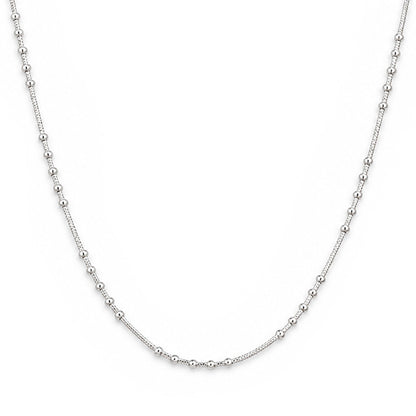 Geometric Bar and Ball Station Sterling Silver Chain