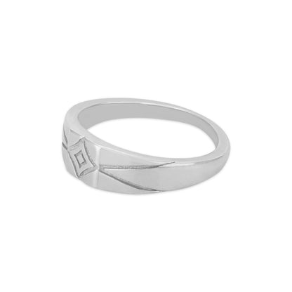 Geometric Engraved Silver Band Ring