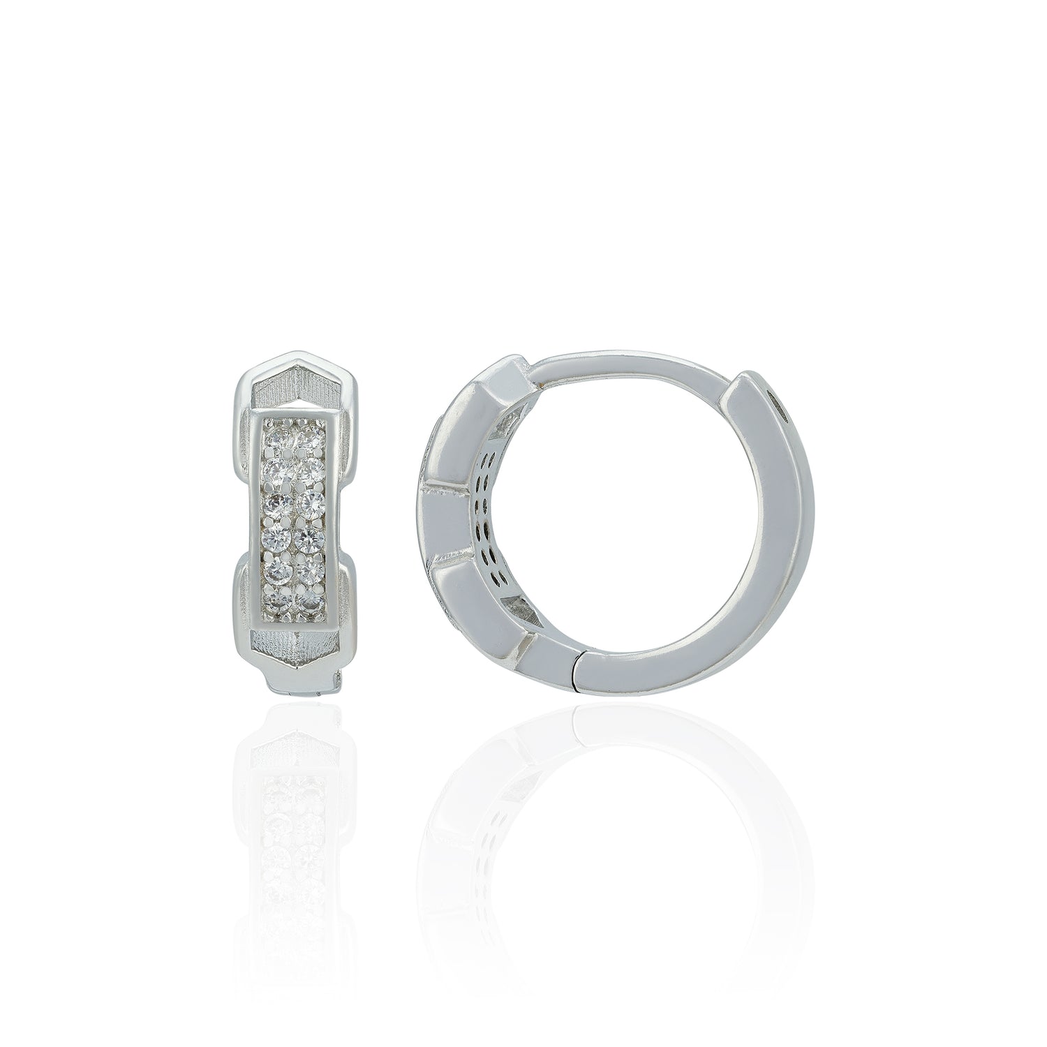 Geometric Glow 925 Sterling Silver Hoop Earring for Women