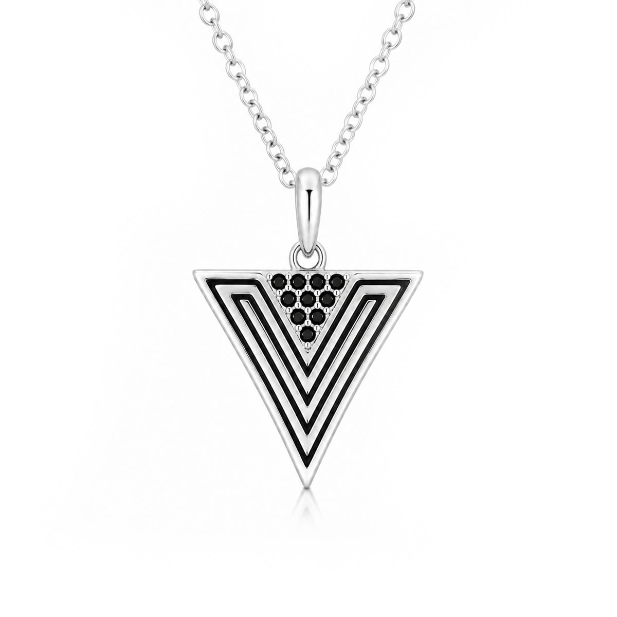 Geometric Triangle Silver Pendant