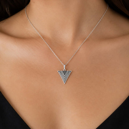 Geometric Triangle Silver Pendant