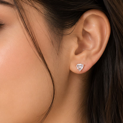 Geometric Trillion Cut White Crystal Rose Gold Ear Studs