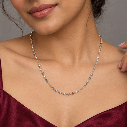 Geometric Bar and Ball Station Sterling Silver Chain