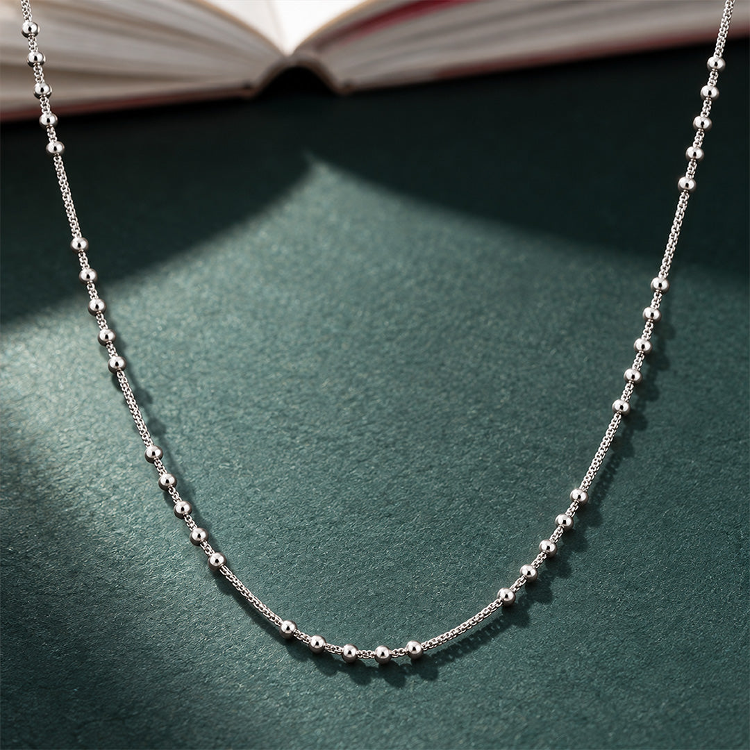 Geometric Bar and Ball Station Sterling Silver Chain