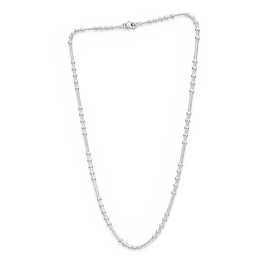 Geometric Bar and Ball Station Sterling Silver Chain