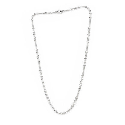 Geometric Bar and Ball Station Sterling Silver Chain