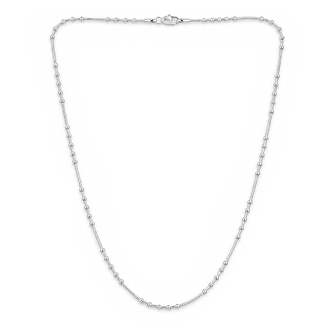 Geometric Bar and Ball Station Sterling Silver Chain