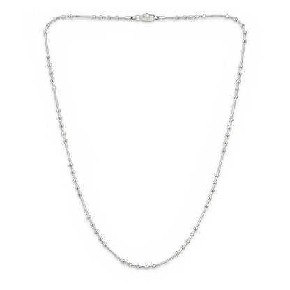 Geometric Bar and Ball Station Sterling Silver Chain
