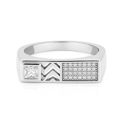 Geometric Chevron Bar Silver Ring