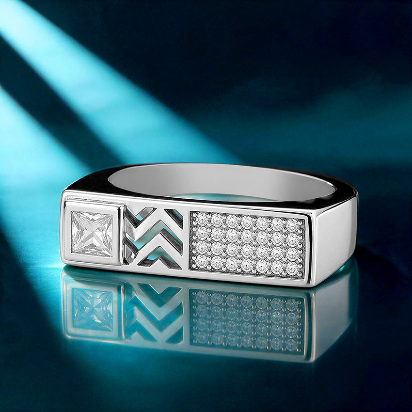 Geometric Chevron Bar Silver Ring