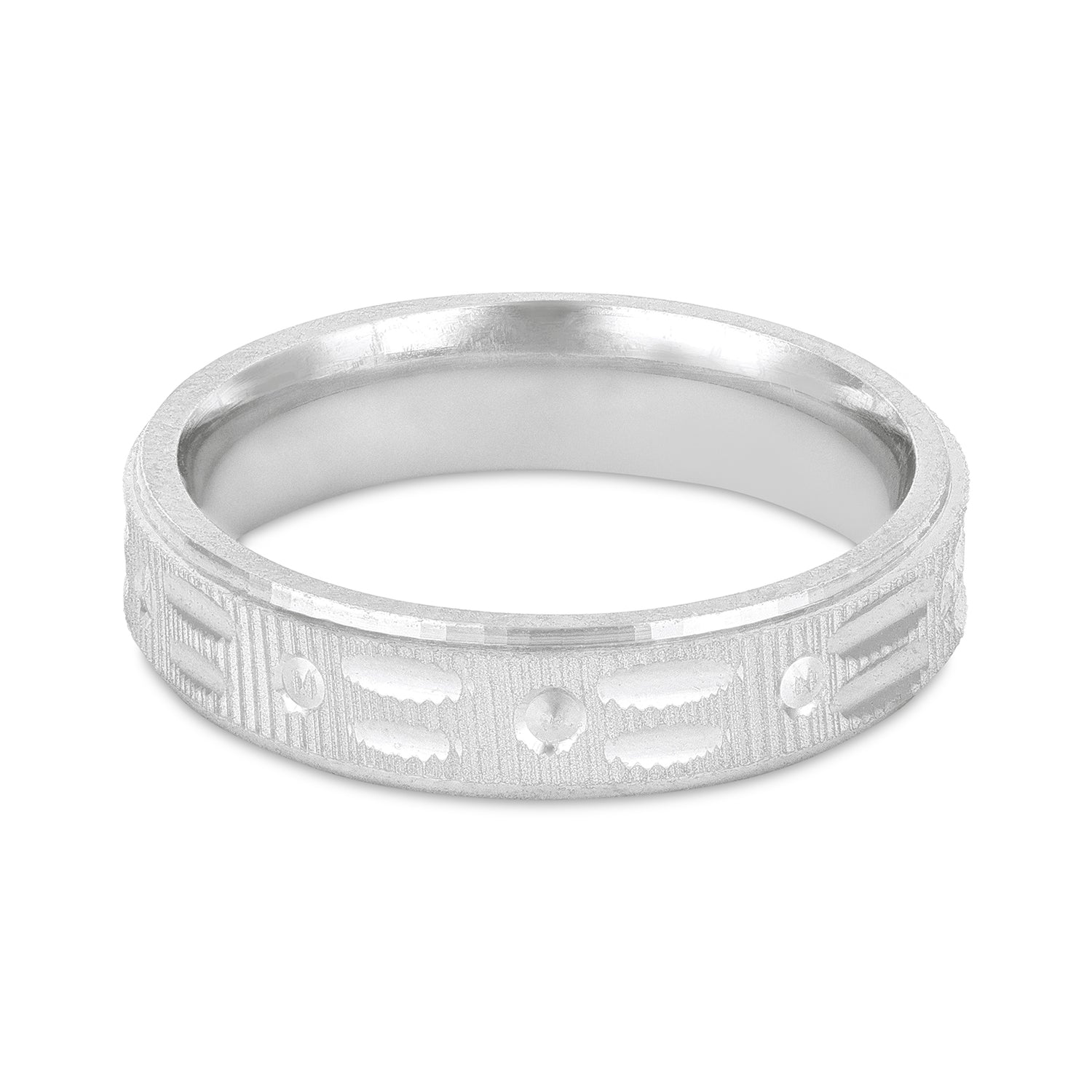 Geometric Dot Embossed 925 Sterling Silver Ring for Women
