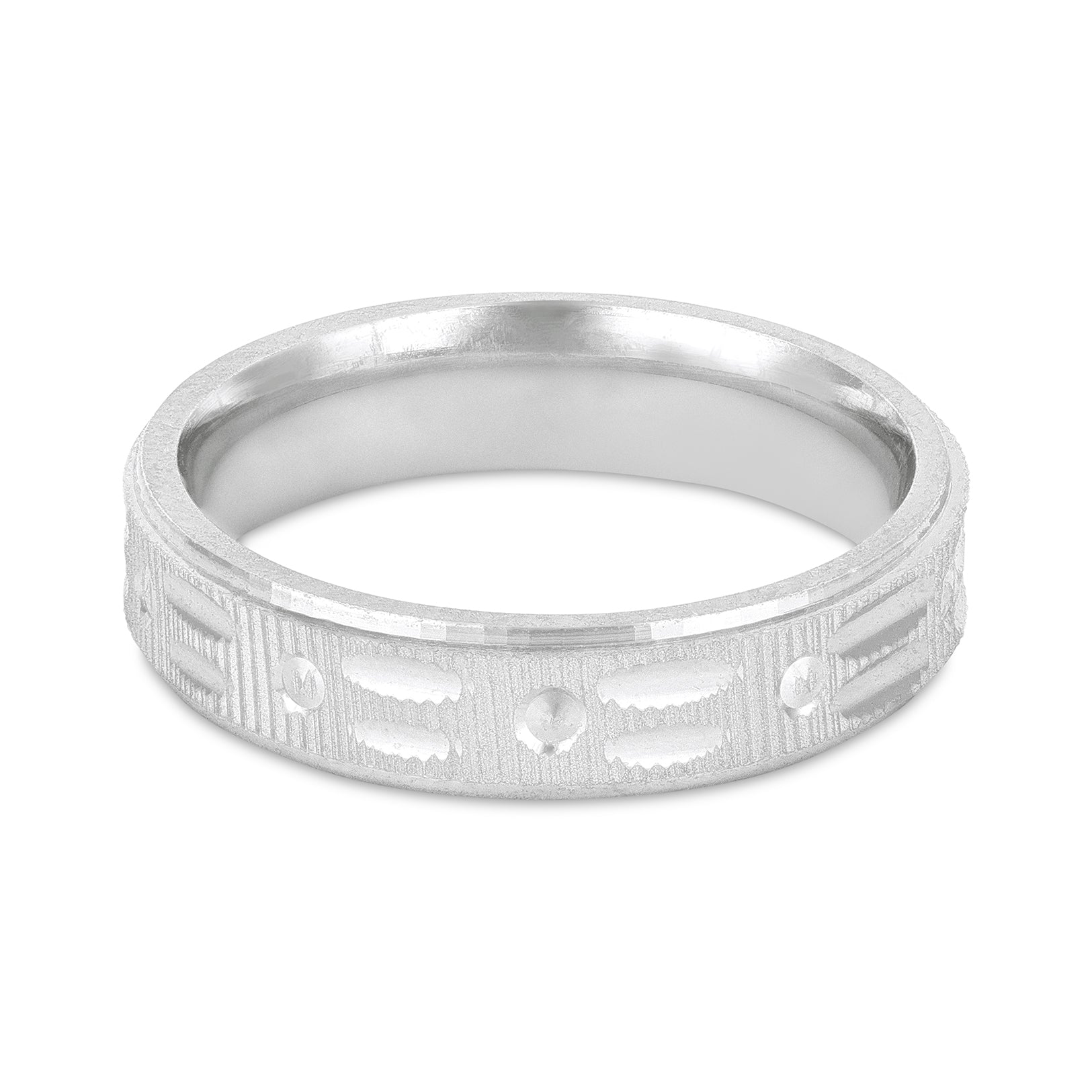 Geometric Dot Embossed 925 Sterling Silver Ring for Women