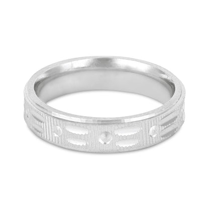Geometric Dot Embossed 925 Sterling Silver Ring for Women