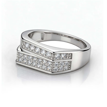 Geometric Double Row Cubic Zirconia Band Ring