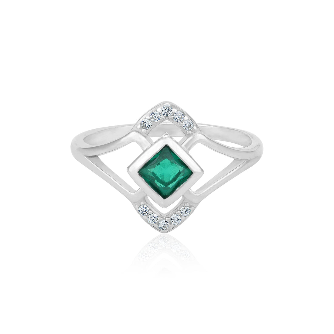 Geometric Green Sparkle 925 Sterling Silver Earrings for Women