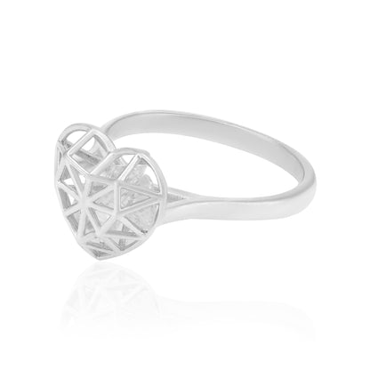 Geometric Heart Rhodium Plated 925 Eternal White Rings