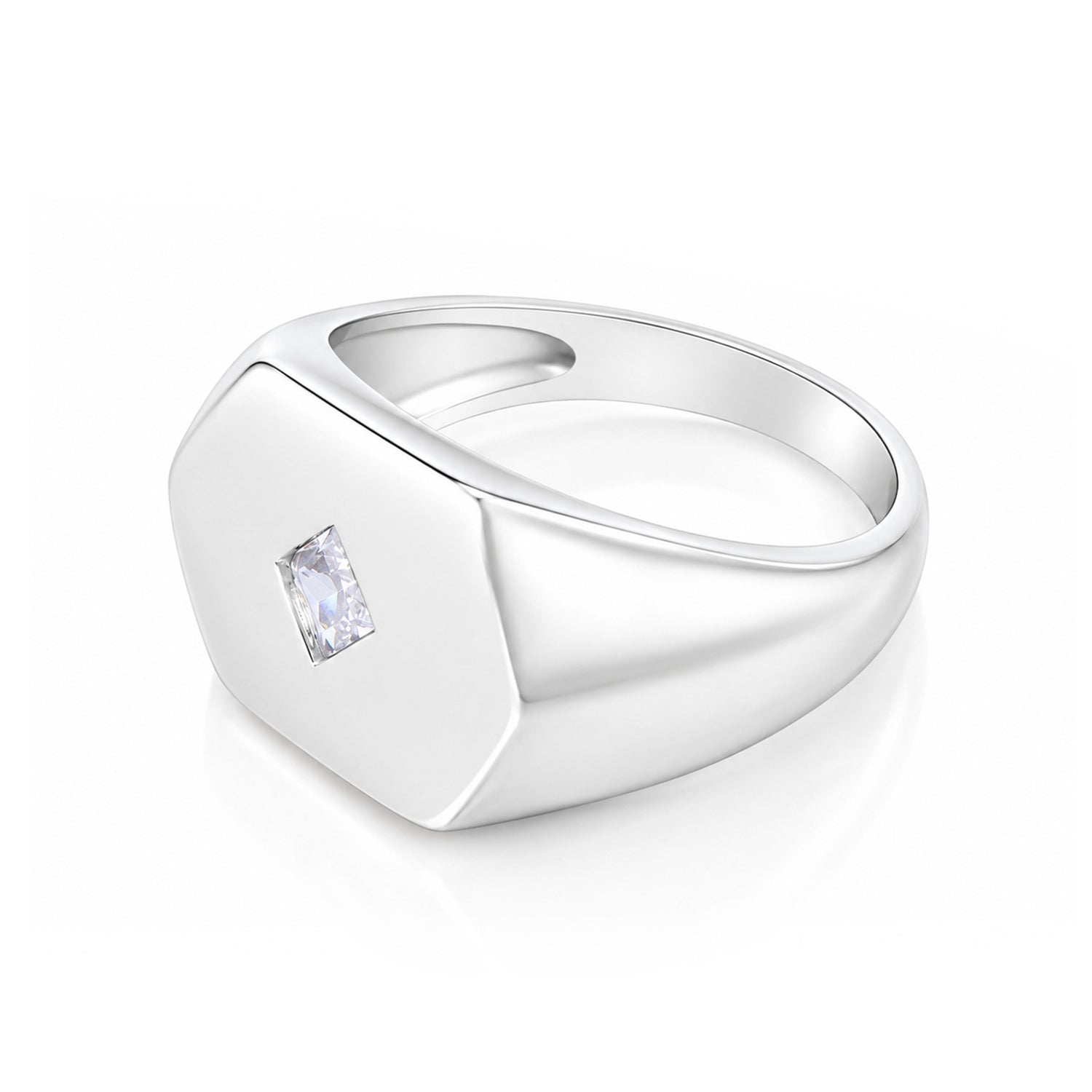Geometric Hexagon Signet Silver Ring