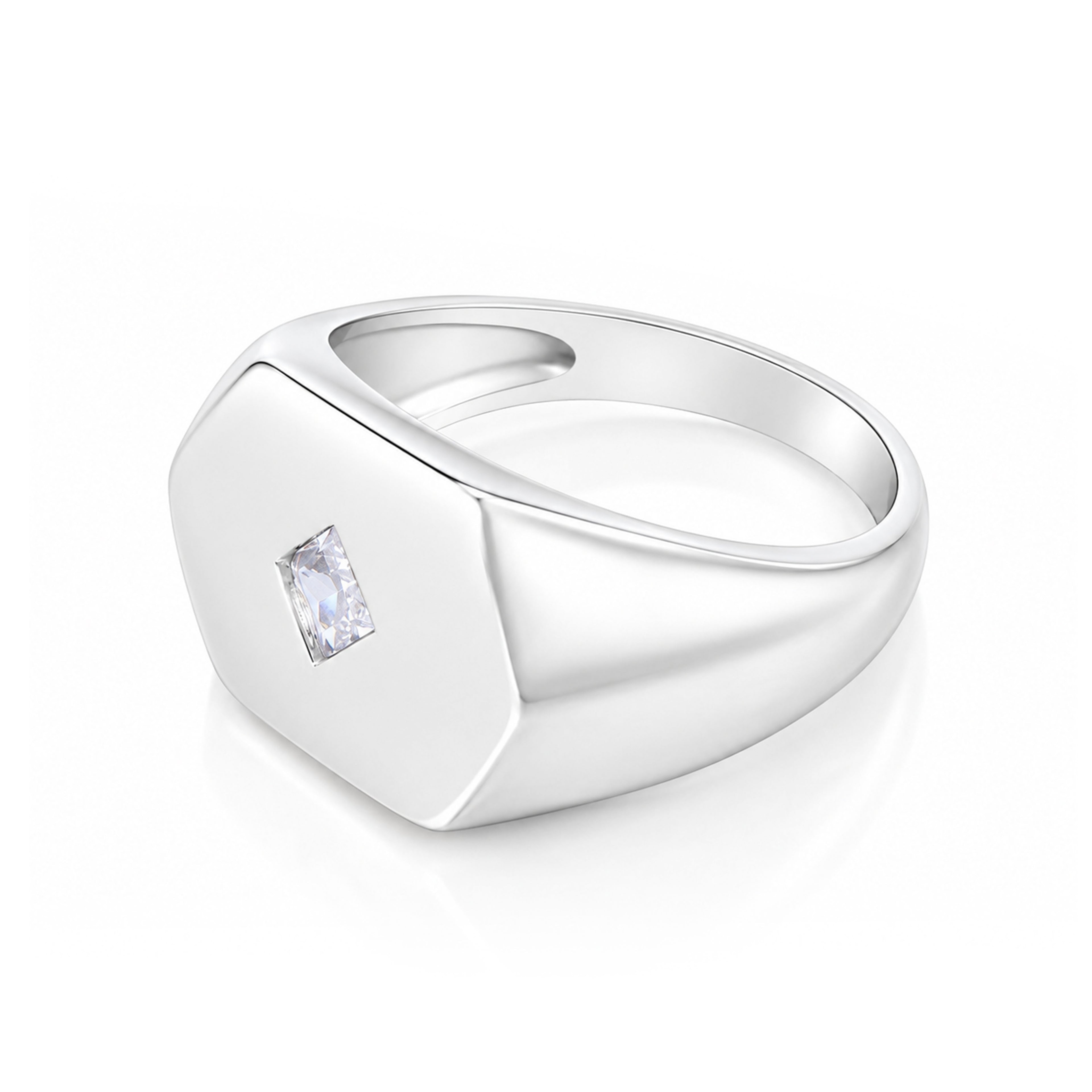 Geometric Hexagon Signet Silver Ring