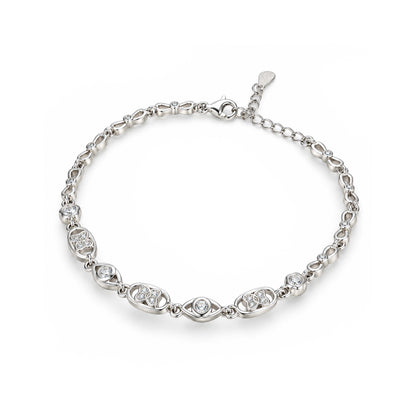 Geometric Infinity Crystal Station Sterling Silver Bracelet
