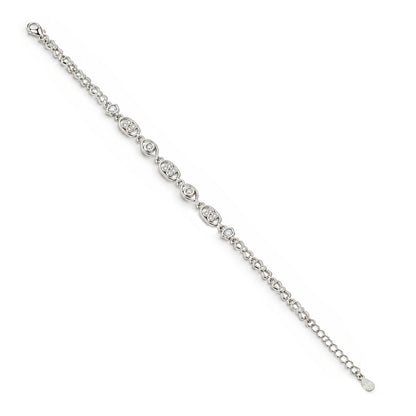Geometric Infinity Crystal Station Sterling Silver Bracelet