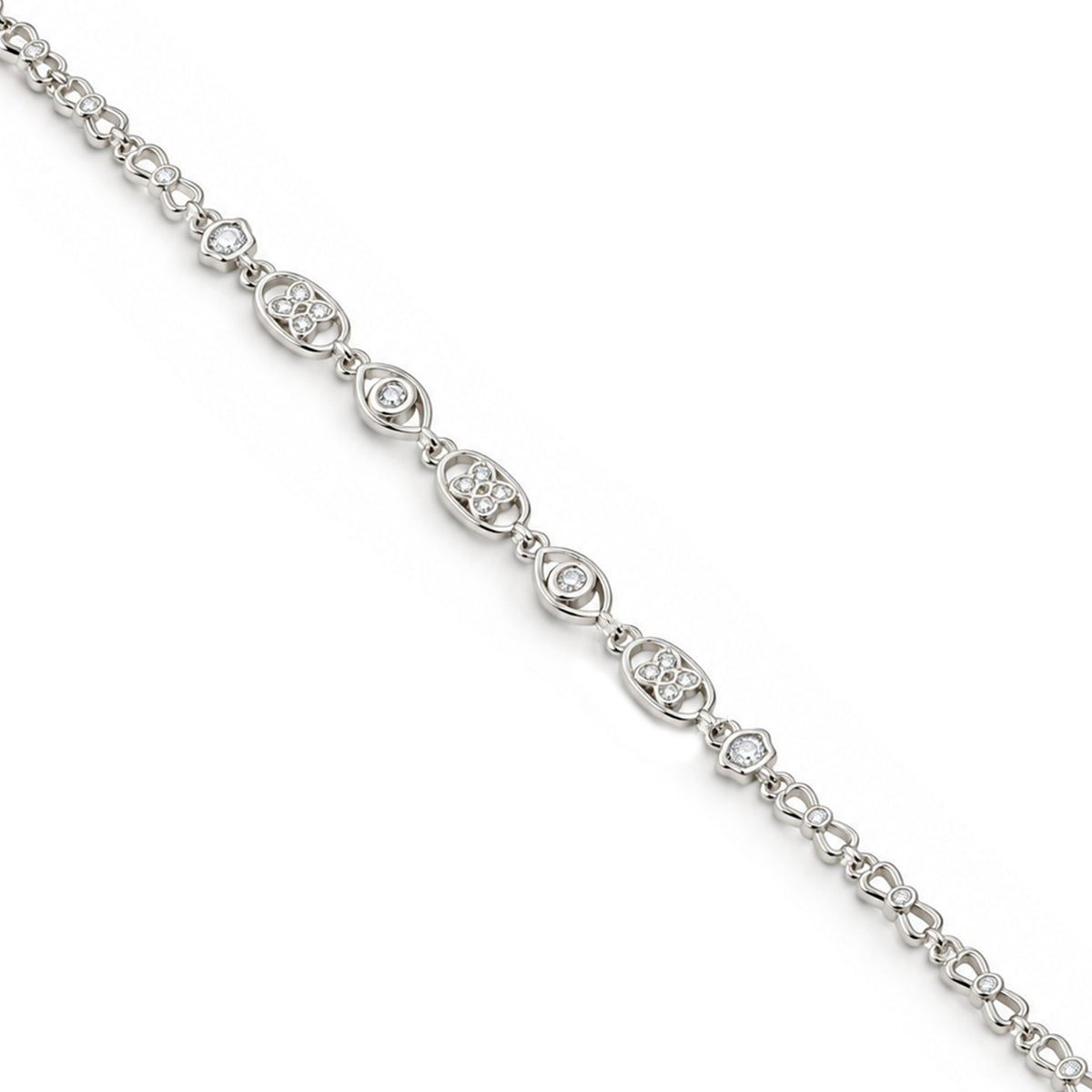 Geometric Infinity Crystal Station Sterling Silver Bracelet