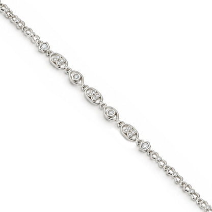 Geometric Infinity Crystal Station Sterling Silver Bracelet