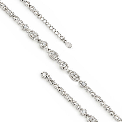 Geometric Infinity Crystal Station Sterling Silver Bracelet
