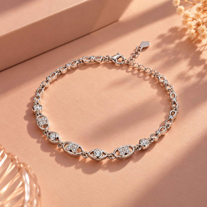 Geometric Infinity Crystal Station Sterling Silver Bracelet