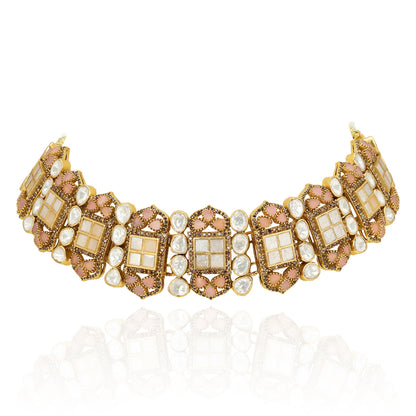 Geometric Kundan Elegance 925 Sterling Silver  Choker  Necklace