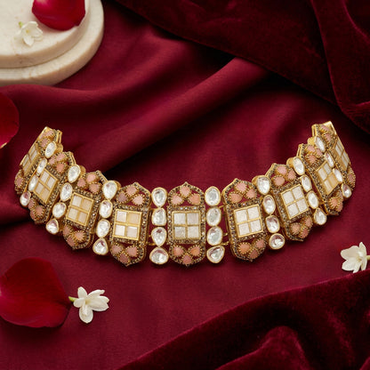 Geometric Kundan Elegance 925 Sterling Silver  Choker  Necklace