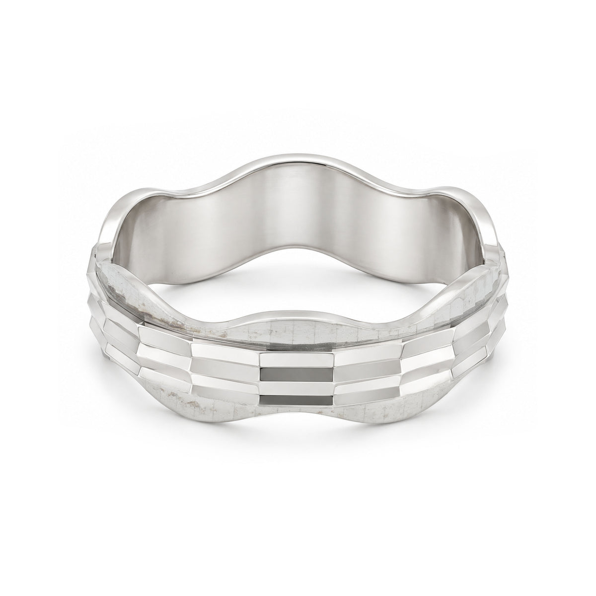 Geometric Layers Silver Contemporary Band Ring